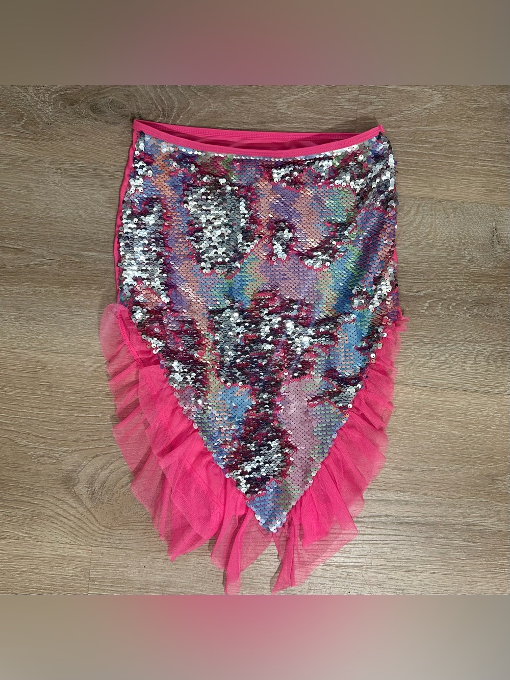 wonder nation Iridescent Sequin Mermaid Skirt with Hot Pink Tulle
